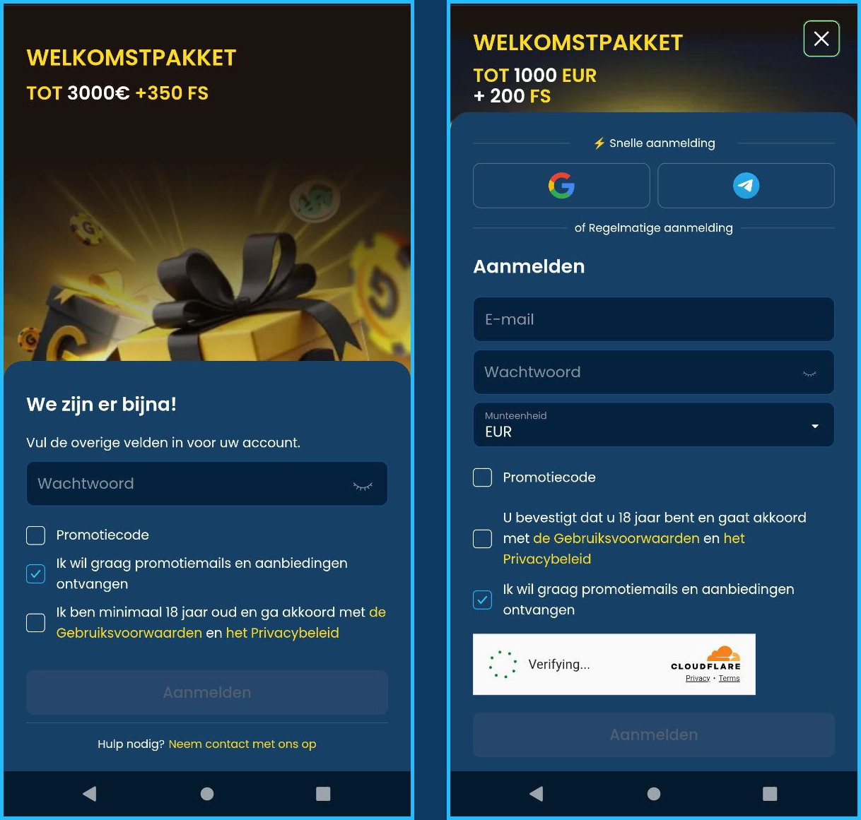 Snelle registratie voor nieuwe spelers bij Grams Bet